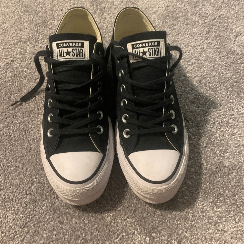 Black low top platform womens converse